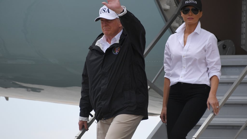 When he and Melania in their his-and-hers, salt-and-pepper baseball caps faced the television cameras in Corpus Christi, Texas, early Tuesday afternoon, he was already itching to take a victory lap. JIM WATSON/AFP/Getty Images