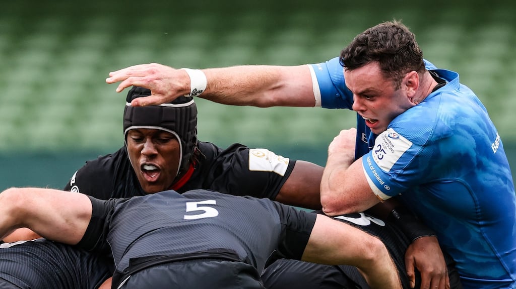 James Ryan in action against Saracens: Ryan and Ringrose struggled to find their notes as the curtain was coming down. The physical aspects of the La Rochelle game seemed just out of reach, both of them missing and soaking tackles that we just don’t associate with them. Photograph: Billy Stickland/Inpho