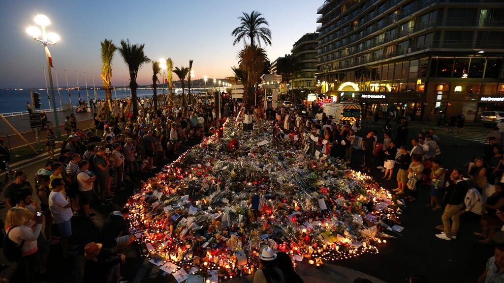 People gathering at a makeshift memorial on the Promenade des Anglais in Nice on July 17th in tribute to the victims of the Bastille Day attack that left 84 dead. FIle photograph: Valery Hache/AFP/Getty Images