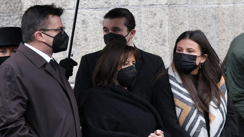 Aoife Beary’s coffin is  brought into Our Lady of Perpetual Succour in Foxrock, Dublin for her funeral Mass on Friday. A guard of honour was provided by the local primary and secondary schools. Photograph: Laura Hutton