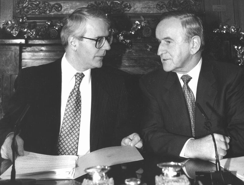 UK prime minister John Major and taoiseach Albert Reynolds in 1993. Photograph: Peter Thursfield