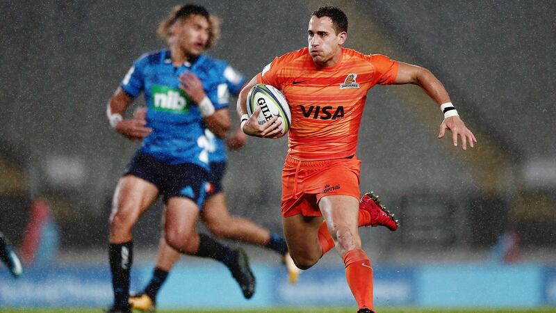 Argentina’s Joaquin Tulculet in full flight for the Jaguares. Photograph: Anthony Au-Yeng/Inpho