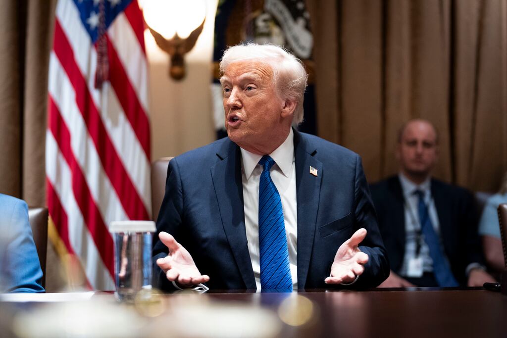 US president Donald Trump said he was very angry after Vladimir Putin criticised the credibility of Ukrainian president Volodymyr Zelenskiy. Photograph: Doug Mills/New York Times