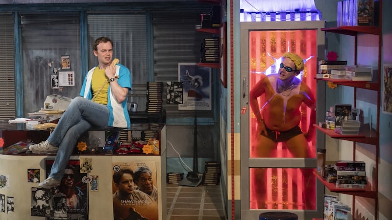 Colin Campbell and Emmet Kirwan pictured in Straight to Video, at the Project Arts Centre. Photograph: Patrick Redmond