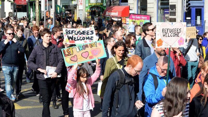 With no official crowd estimate available, organisers said the number at the rally passed the 2,000 mark. Photograph: Eric Luke/The Irish Times