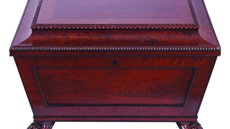 Lot 291 is a Regency period mahogany wine cooler, inlaid with ebony (€2,500–€3,500)