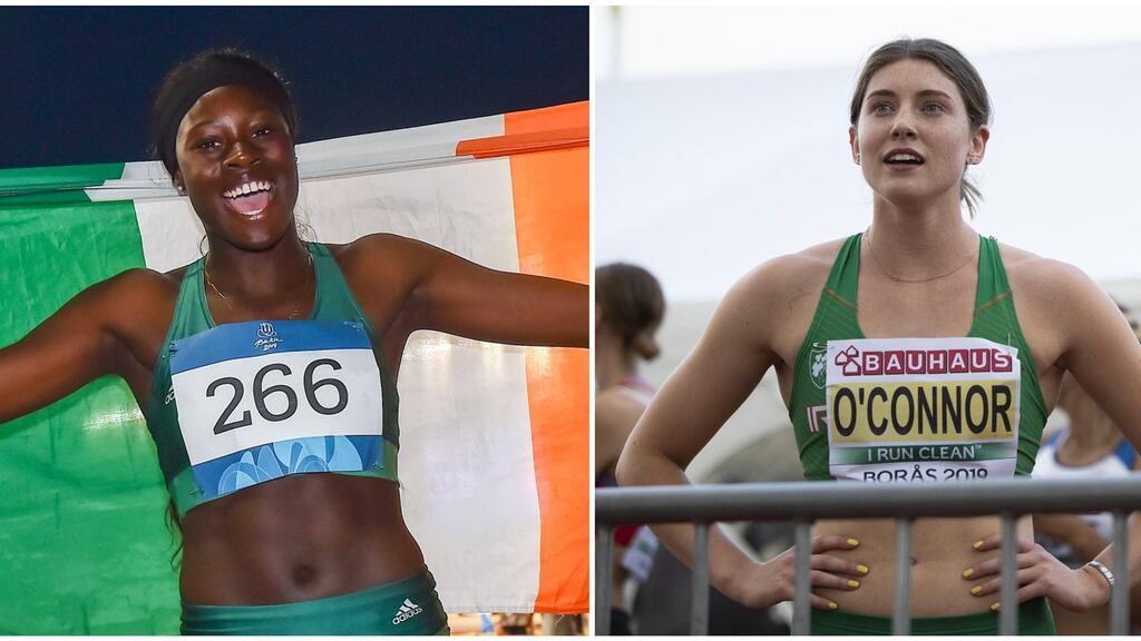 Sportswomen of Month winners Rhasidat Adeleke (Athletics) and Kate O’Connor (Athletics). Photographs: Sportsfile/Getty Images