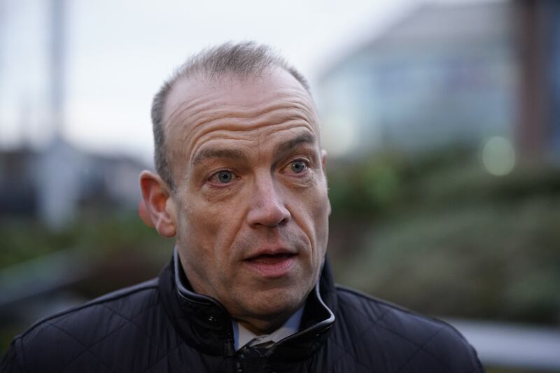 Northern Ireland Secretary Chris Heaton-Harris after meeting family members of victims of the Omagh bombing in December last year. Photograph: Niall Carson/PA