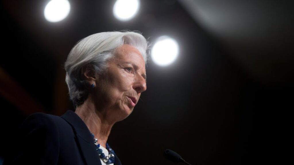 Christine Lagarde, managing director of International Monetary Fund (IMF), said countries should boost growth by investing in infrastructure, education and health, provided their debt stays sustainable. Photograph: Andrew Harrer/Bloomberg