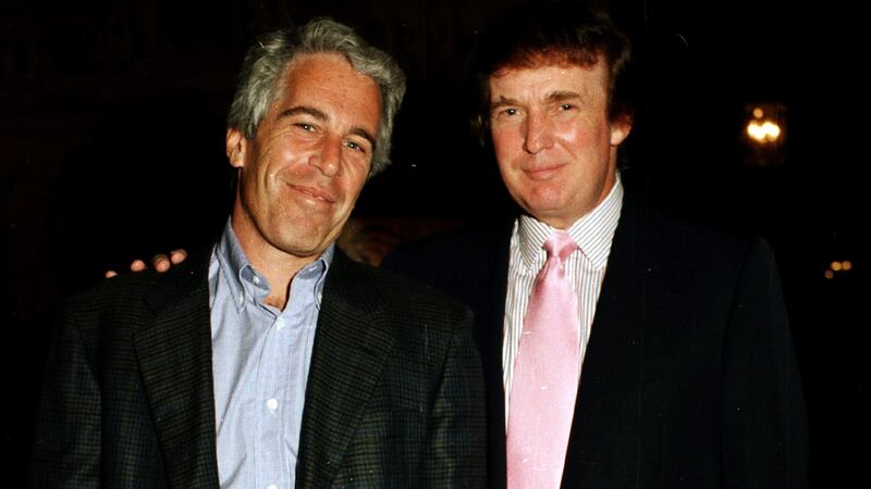 Jeffrey Epstein and Donald Trump at the Mar-a-Lago estate, Palm Beach, Florida, in 1997. Photograph: Davidoff Studios/Getty