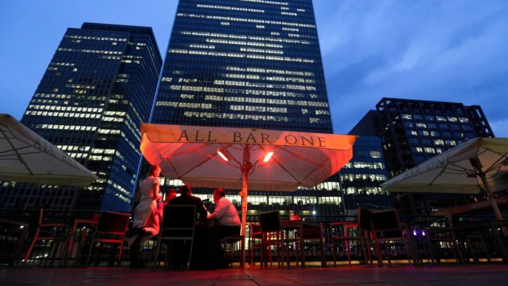 Outside JPMorgan’s offices at Canary Wharf in London: the bank has warned that its revenue could slump by 20 per cent in the second quarter of this year. Photograph: Chris Ratcliffe/Bloomberg