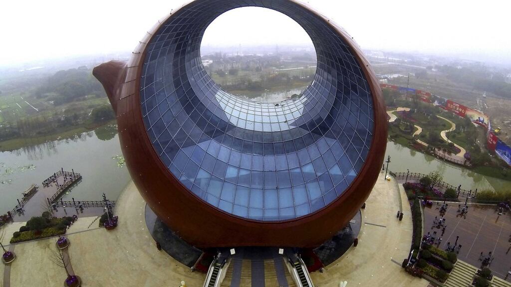 Teapot-shaped exhibition centre in Wuxi, China, the world’s fastest growing city, which recorded annual average property price increases of 31.7 per cent Photograph: Carlos Barria/Reuters.