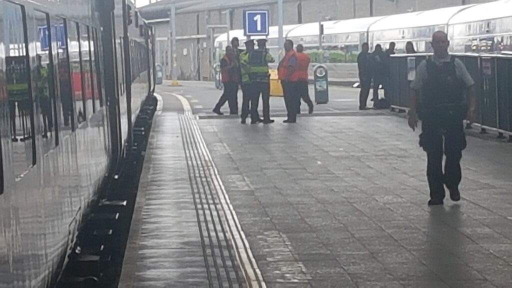 Gardai on the scene of a weapons seizure at Connolly Station. Photograph: Paddy Logue