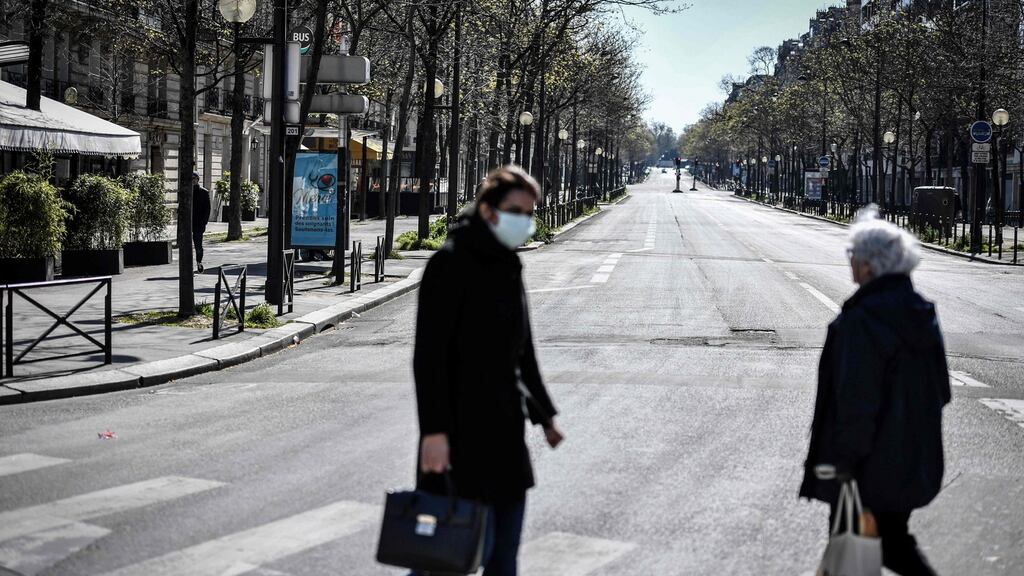 Two months after the first cases of Covid-19 were confirmed in France, and more than 1,300 deaths later, the epidemic has not peaked yet. Photograph: Stephane De Sakutin / AFP