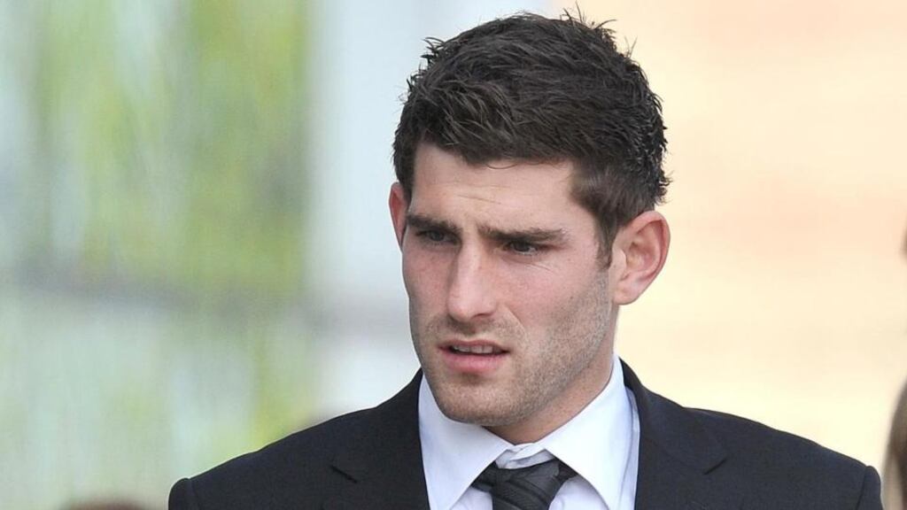 File photograph of Sheffield United and Wales striker Ched Evans arriving at Caernafon Crown Court in 2012. Photograph: PA