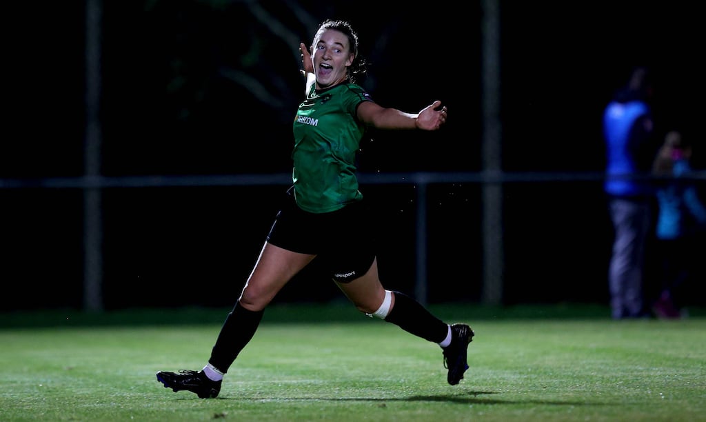 Ellen Dolan opened the scoring for Peamount United in the Champions League qualifier against Dinamo Minsk in Croatia. Photograph: Ryan Byrne/Inpho