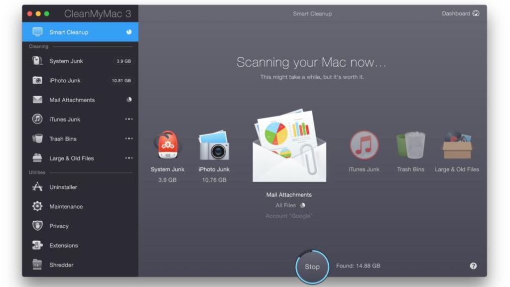 CleanMyMac 3’a features include a slew of maintenance options.
