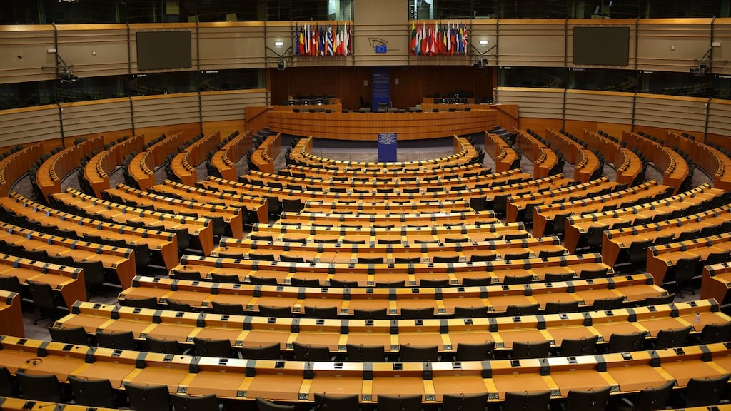 On Thursday , the European Parliament will convene in an emergency session like none other. Interior of European Parliament. Like many of my colleagues, I will participate in proceedings from my home, not from my seat in either Strasbourg or Brussels.