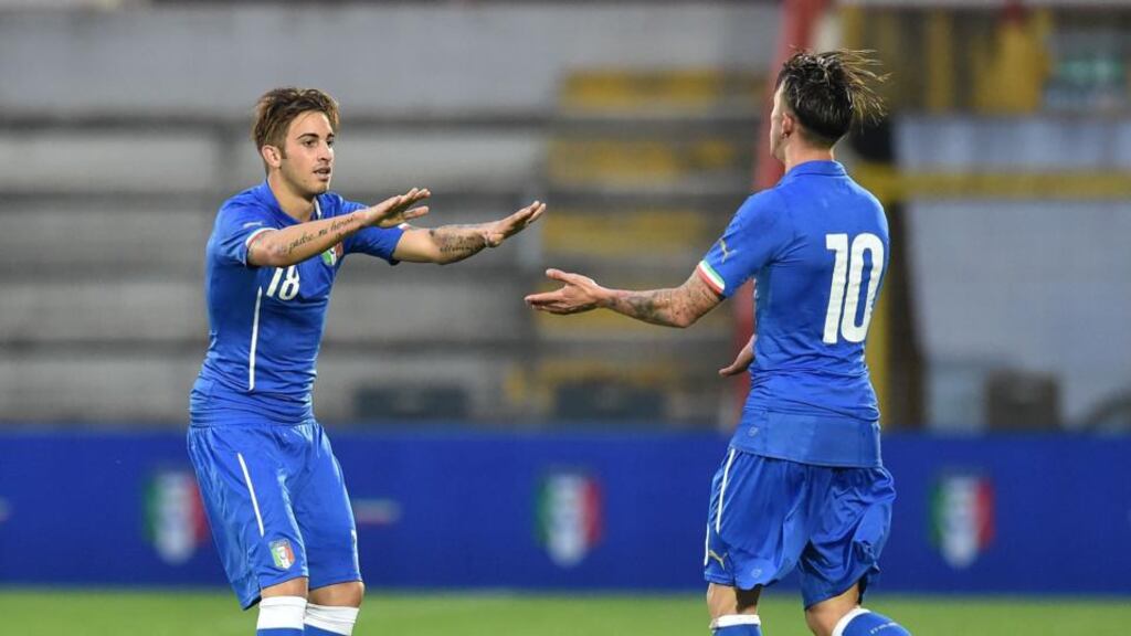 Vittorio Parigini celebrates scoring the winning goal against the Republic of Ireland. Photo: Giuseppe Bellini/Getty Images