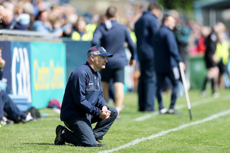 Galway manager Micheál Donoghue during the Leinster SHC game between Dublin and Galway at Parnell Park on May 25th. Photograph: Laszlo Geczo/Inpho
