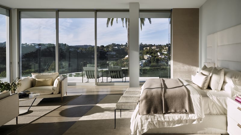 The a 5,500sq ft master suite featured in the LA superhome.