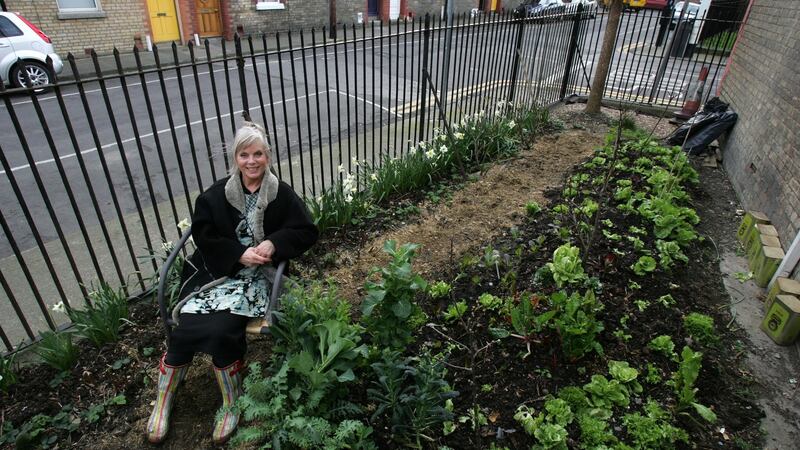 Kaethe Burt-O’Dea in the Sitric Compost Community Garden in Stoneybatter, Dublin. Photograph: Frank Miller/The Irish Times