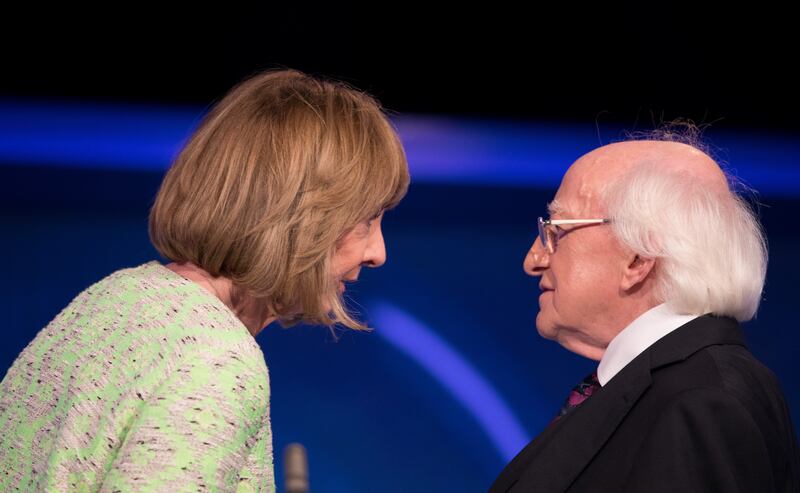 President Michael D Higgins and Joan Freeman at the 2018 presidential TV debate. Photograph: Tom Honan/ The Irish Times