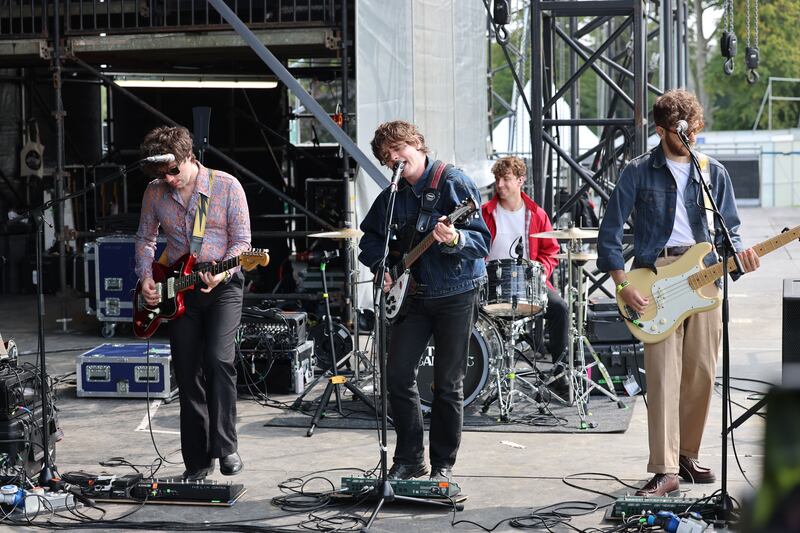 Irish band The Academic perform at a preview of Electric Picnic on Tuesday. Photograph: Dara Mac Dónaill