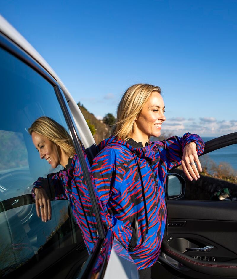 Kathryn Thomas: “the Jag’s remote heating app I’m turning on my car’s heating and the heated seats, from my cosy bed, using this app that Jag has made to control the technology in car from your phone remotely. So when I get into the car, it’s all toasty warm. That is one luxury I will never be able to live without again”
Photo: Rob O’ Connor