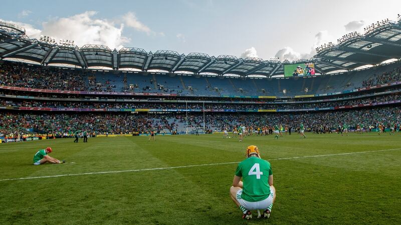 Limerick’s Richie English dejected at full-time. Photo: James Crombie/Inpho