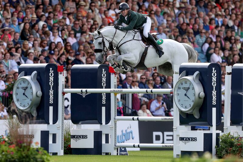 James Sweetnam: his partnership with the grey James Kaan Cruz is one of the most highly rated in the showjumping world. Photograph: Laszlo Geczo/Inpho