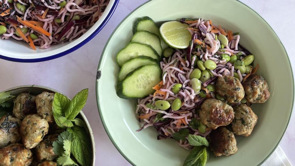 Delicious: Thai meatballs with rice noodle salad