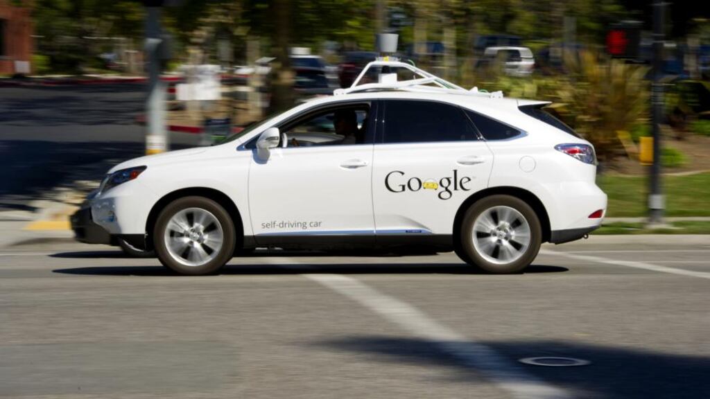 Watch out! A Google car is about. Photograph: David Paul Morris/Bloomberg