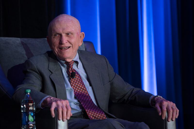 Frank Borman at a panel interview held at the Museum of Science and Industry in Chicago in 2018. Photograph: JB Spector/Museum of Science and Industry Chicago/Getty