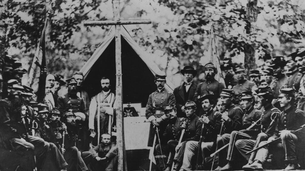 Sunday morning Mass at Camp Cass in 1861 during the US civil war. Photograph: Getty Images