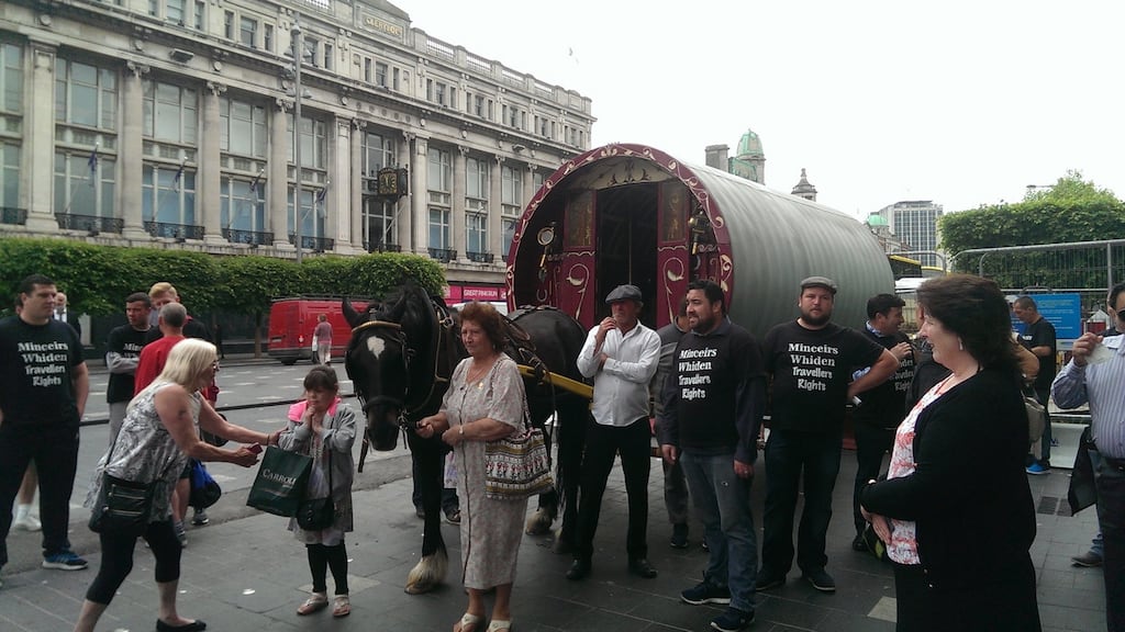 A group of Travellers gathered outside the GPO on Wednesday to remember the role their community played in the 1916 Easter Rising.