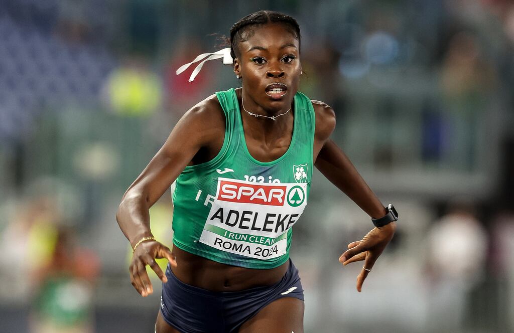 Ireland’s Rhasidat Adeleke: she is putting all her focus on the individual 400m, unwavering in her belief she can contend for a medal against the best one-lap runners in the world.
Photograph: Morgan Treacy/Inpho