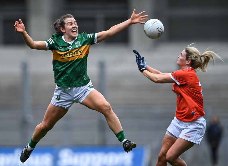 Anna Galvin was one of the seven Kerry players who finally made it back from Texas on Wednesday. Photograph: Piaras Ó Mídheach/Sportsfile