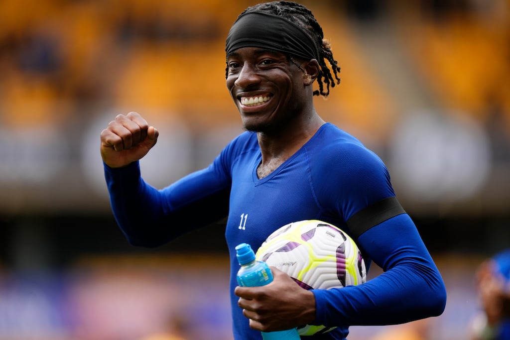 Chelsea's Noni Madueke with the match ball. Photograph: Nick Potts/PA Wire