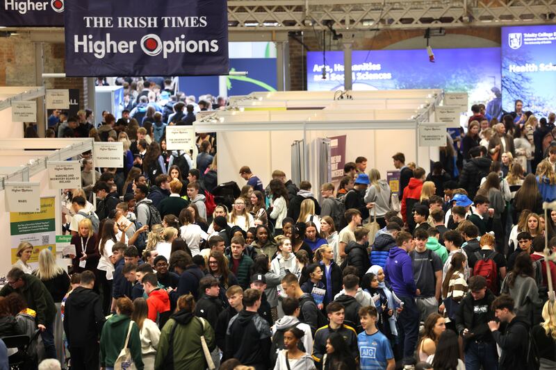 Thousands of students are attending The Irish Times Higher Options in the RDS, Ballsbridge, Dublin. Photograph: Dara Mac Dónaill