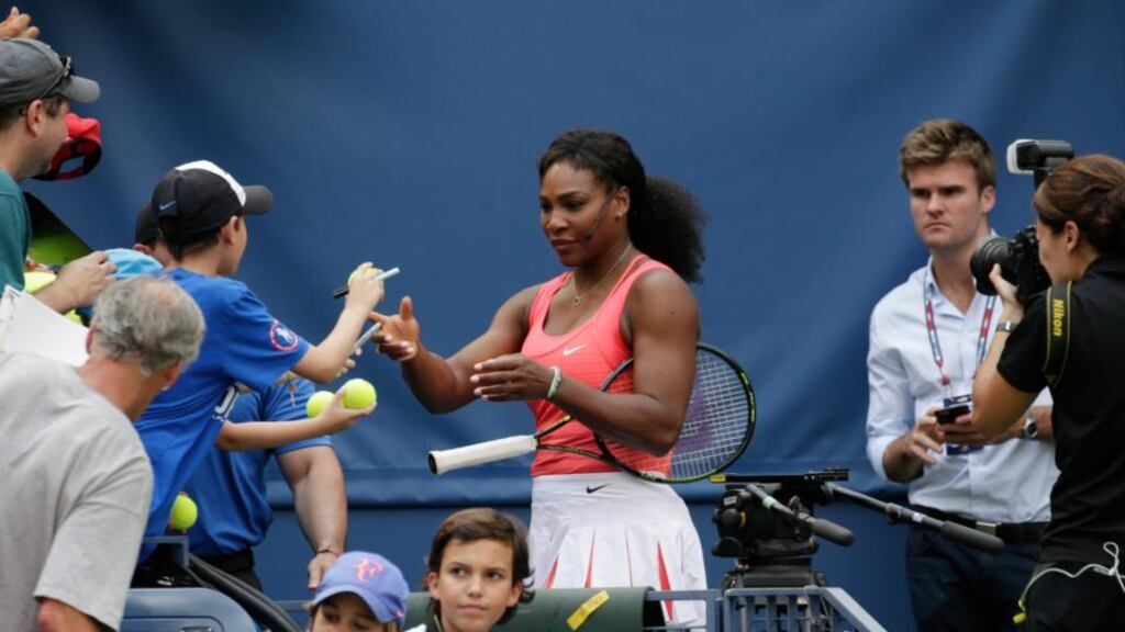 Serena Willimas ahead of the start of the US Open which begins on Monday. Photograph: EPA
