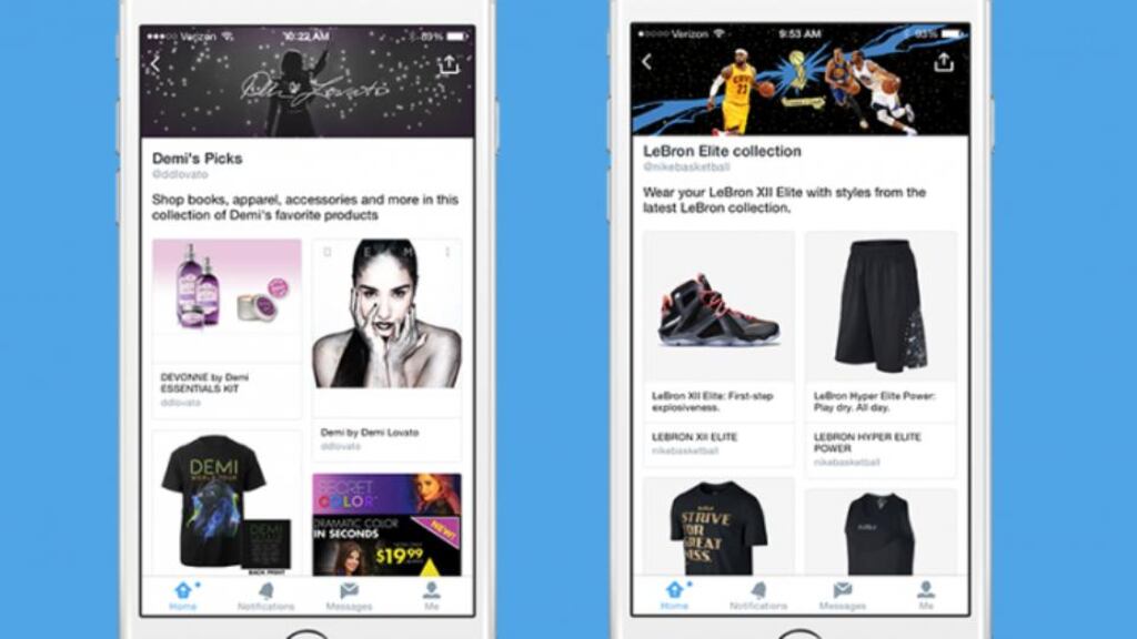 When users visit the Twitter pages of participating celebs they will see a ‘browse collection’.