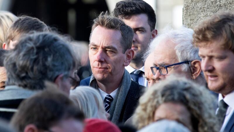 Ryan Tubridy attends the funeral of RTÉ broadcaster Marian Finucane at St Brigid’s Church, Kill, Co Kildare. Photograph: Colin Keegan/Collins