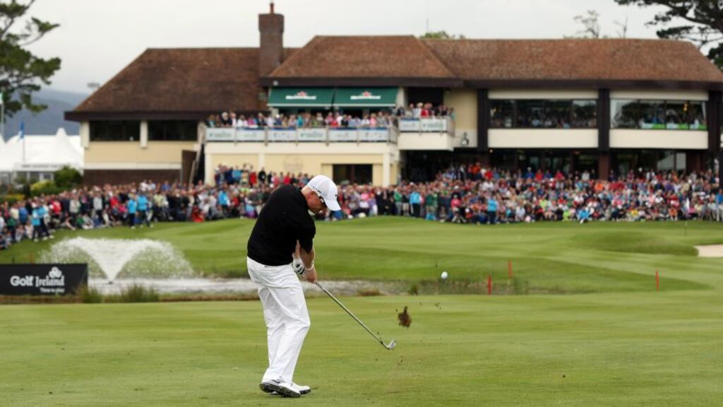 Simon Dyson plays to the 18th green at Killarney on the way to winning the 2011 Irish Open. Photograph: Inpho
