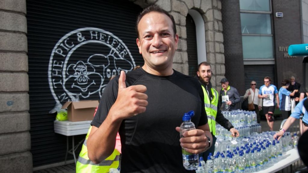 Fine Gael leadership candidate Leo Varadkar at a 5k run in Dublin on Sunday. Photograph: Gareth Chaney/Collins