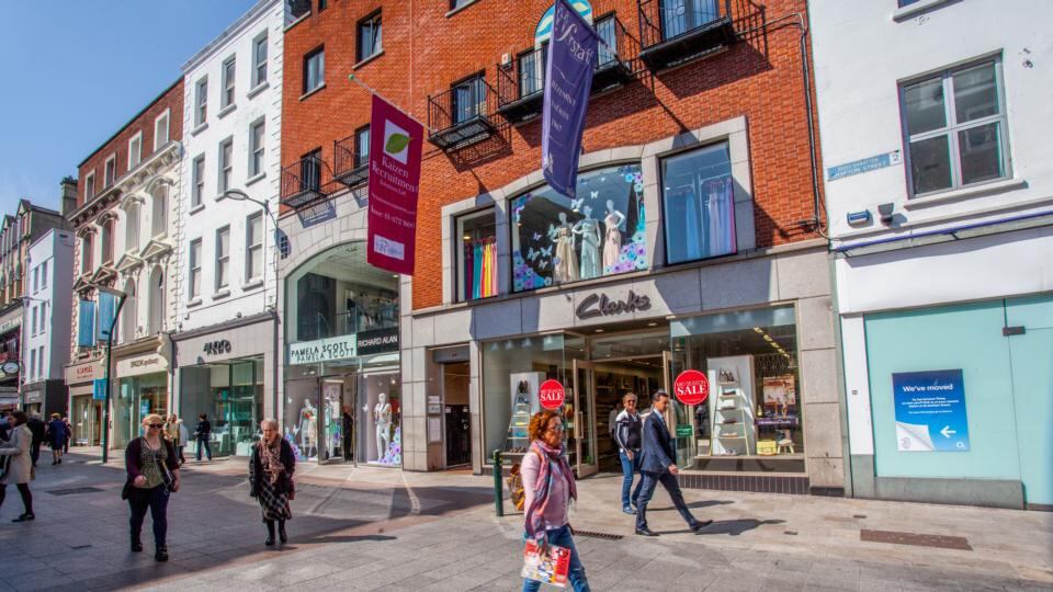 85-86 Grafton Street: a four-storey over basement building let to Clark’s shoe store, the Pamela Scott fashion outlet and two office tenants