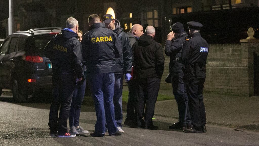 Gardai at the scene in Coolock where Kenneth Finn was fatally shot in February. Photograph: Gareth Chaney/Collins