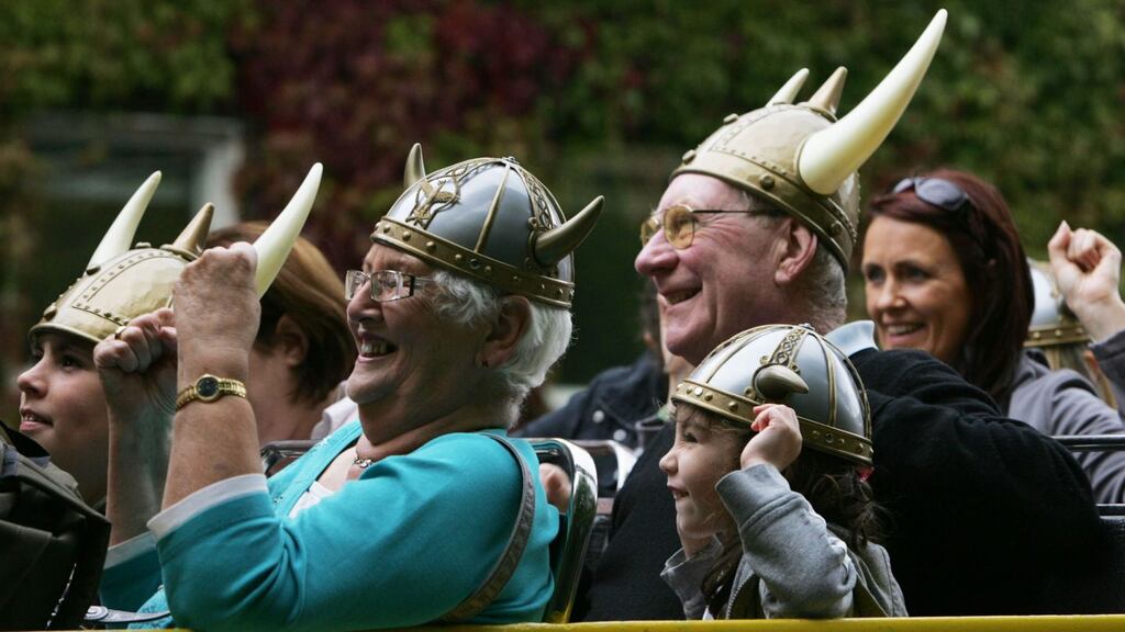 Tourists enjoy the Viking Splash tour in Dublin. Photograph: Cyril Byrne/The Irish Times