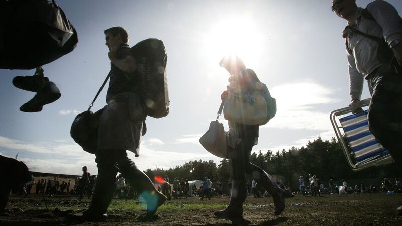 Tents and wellies: campers arriving at Electric Picnic, Stradbally. Photograph: Alan Betson