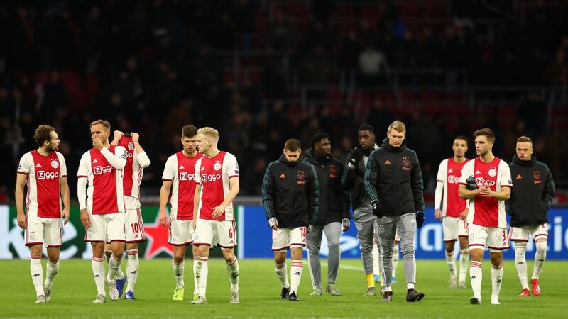 Ajax were knocked out in the group stages after their defeat to Valencia in Amsterdam. Photograph: Dean Mouhtaropoulos/Getty